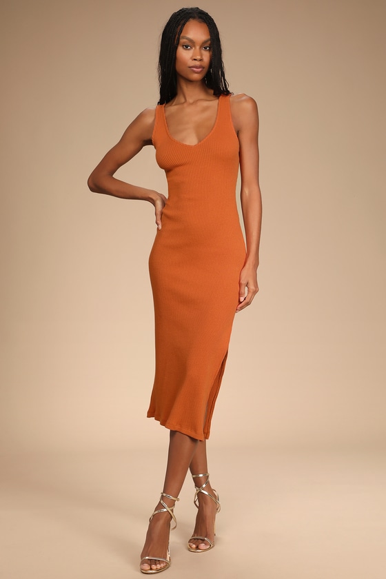 orange bodycon dress